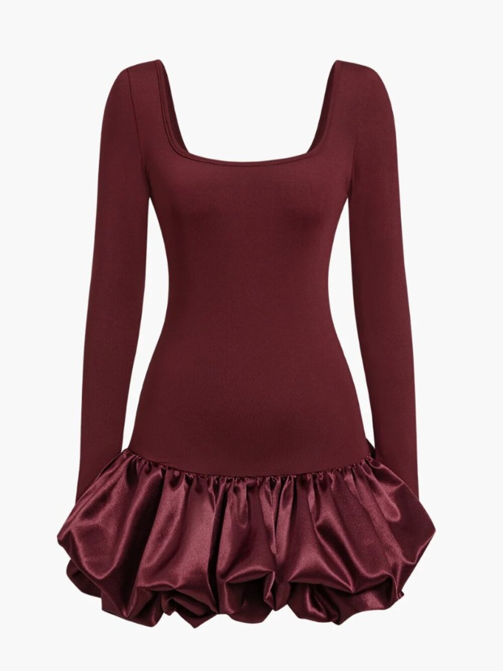 Long-Sleeve Puff Hem Mini Dress